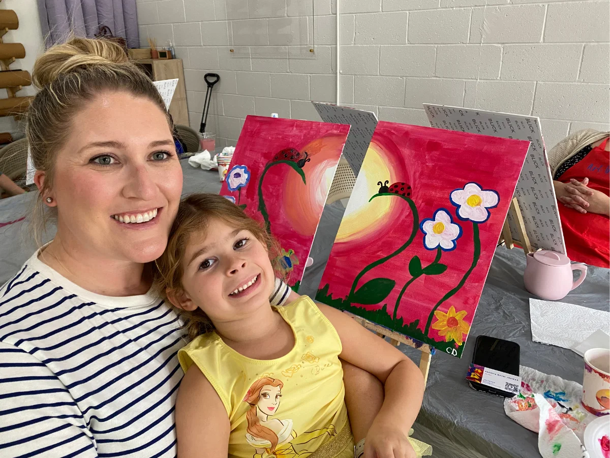 Art lesson palette in studio